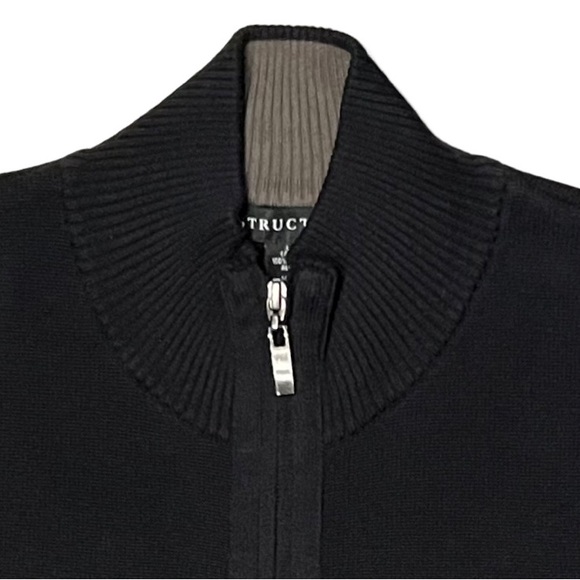 VTG 90’s Structure Black Zipper Neckline with Taupe Color Interior Collar. L - Picture 8 of 10